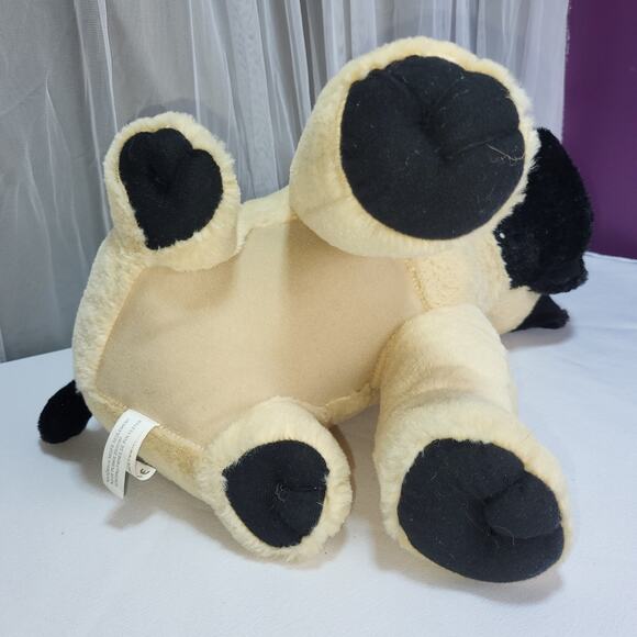 Bulldog Pug Black Tan Puppy Dog 18" Sitting Plush Stuffed Animal Classic Toy Co - Picture 5 of 11
